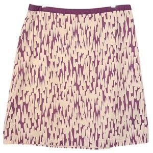 BODEN‎ 10 Cotton Lined Skirt Purple Cream Abstract Print A-Line Knee Length
